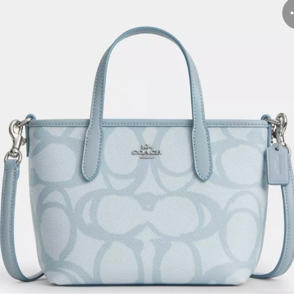 Coach Light Blue Mini City Tote with Signature Sketch Pattern. NWT *SOLD OUT*